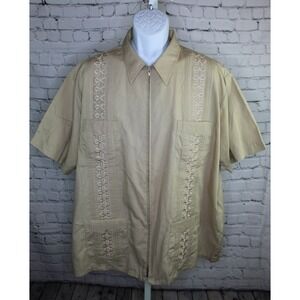 Vintage HABAND Embroidered Full Zip Guayabera Shirt XL Cuban Wedding Sopranos